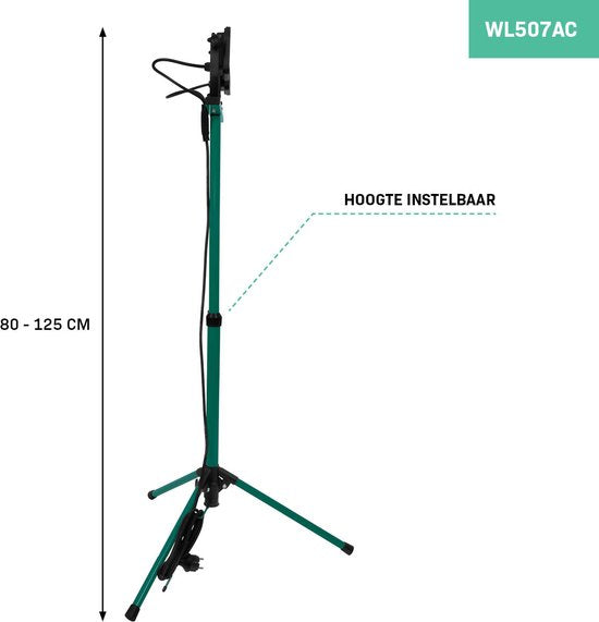 VONROC Led werklamp 2x 20W – 3200 lumen – In hoogte verstelbaar statief - Draai- en kantelbaar