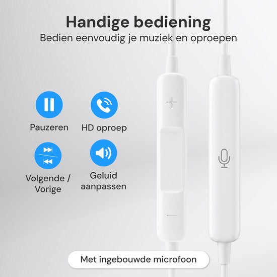 Nuvance Oortjes met Draad - Geschikt voor Lightning - In-Ear Oordopjes met Draad - Bedrade Oordopjes met Microfoon - Wit