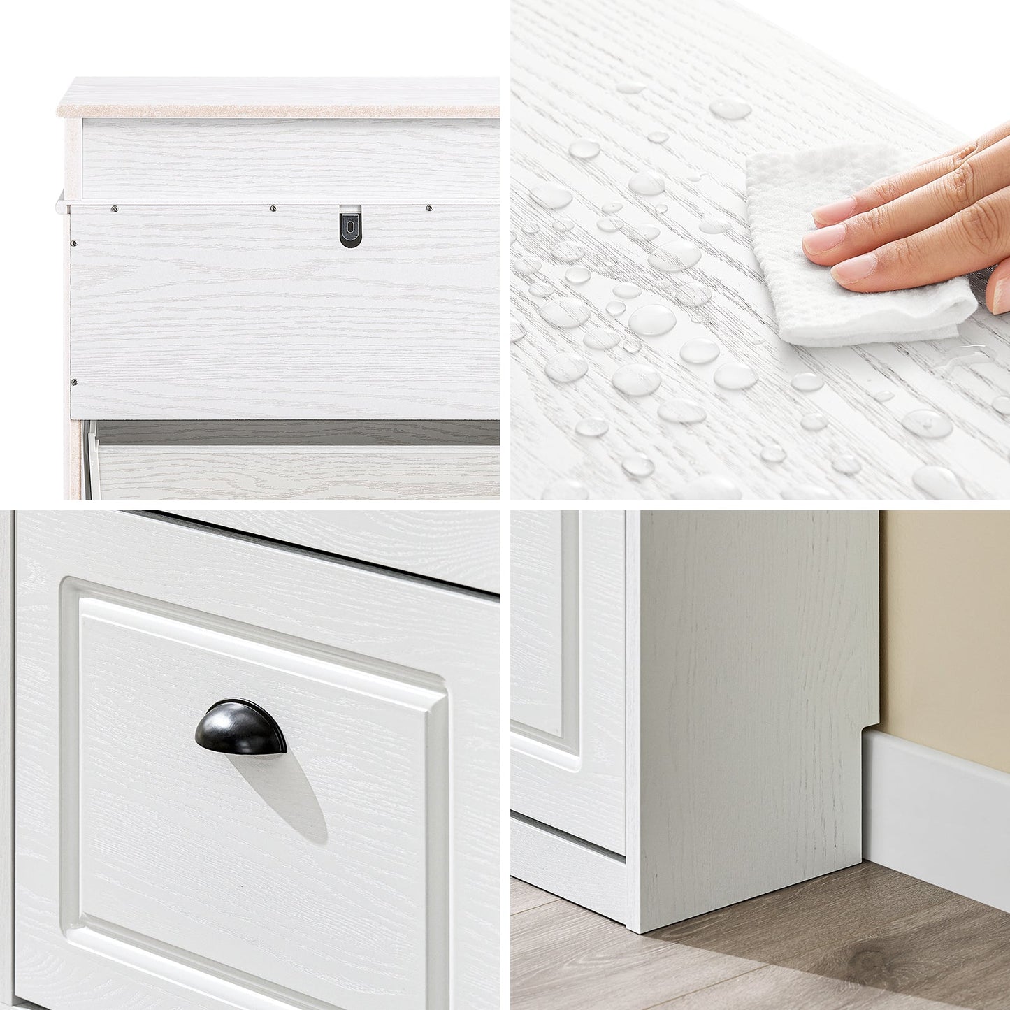 SoBuy FSR78-WG Schoenenkast met 2 Kleppen, 8 Paar, Hal en Entree, 54 x 24 x 82 cm, Wit met Verouderd Houteffect
