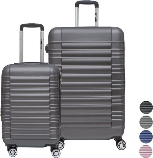 TRVLMORE Kofferset - 2 Delig - 38L Handbagage + 110L Ruimbagage - Donkergrijs