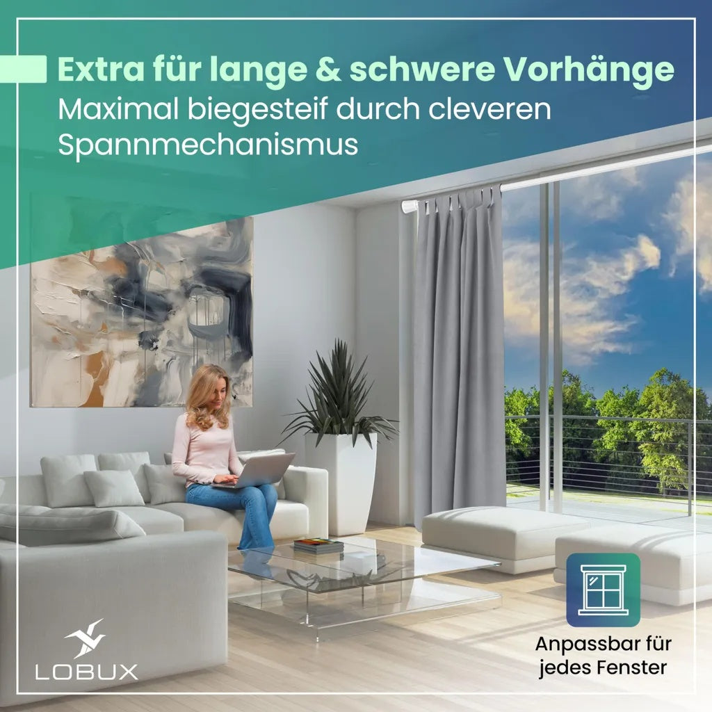 LOBUX Telescoopstang zonder Boren - 210-300 cm - Ø 32 mm - Wit