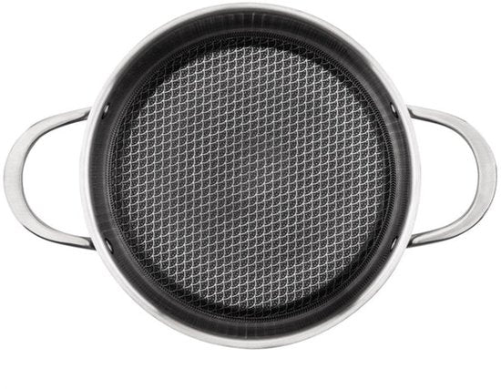 ETA HoneyComb Pannenset voor Inductie en alle Warmtebronnen – Ovenbestendig – Set van 4 Pannen met Glazen Deksel – Roestvrij Staal – Non-Stick – RVS