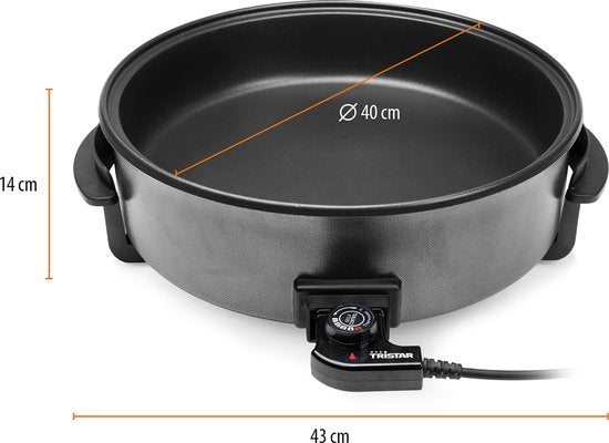 Tristar Elektrische hapjespan 1500W - PZ-9145 - Ø40cm Deksel - Maximale temperatuur 250⁰ C