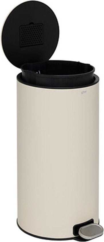 5Five Prullenbak/pedaalemmer Delta - beige - metaal - 30 liter - 39 x 33 x 62 cm - keuken afvalbak