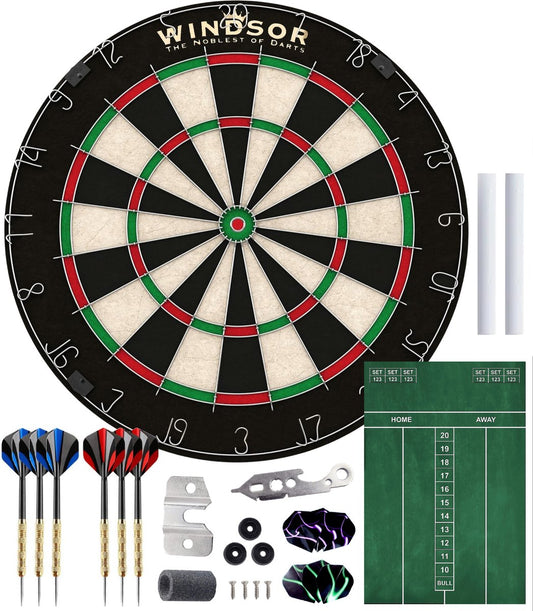 WINDSOR Dartbord - met Dartpijlen & Accessoires - Sisal - Dartboard - Knight 3
