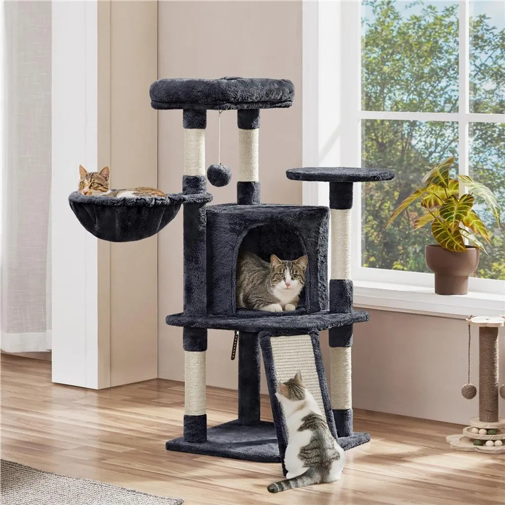 Yaheetech Krabpaal - Met Kattenhuis & Hangmat - 106 cm - Zwart