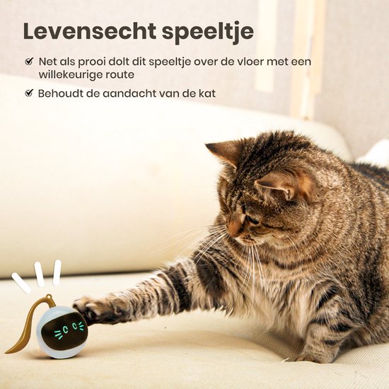 Otiume Interactieve Kattenbal – Zelfrollend – USB Oplaadbaar – Speeltje