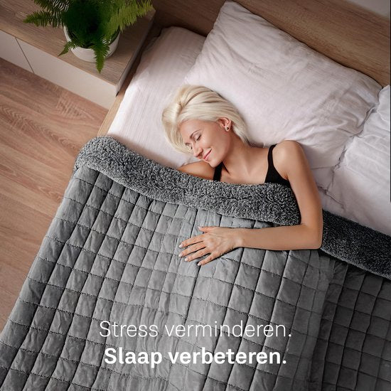 CozySense® Verzwaringsdeken 9 kg - Weighted Blanket - Zwaartedeken - GLASS-Flow® Drukverdeling - 135x200 - Flanelfluweel & Sherpa - Hypoallergeen - Grijs