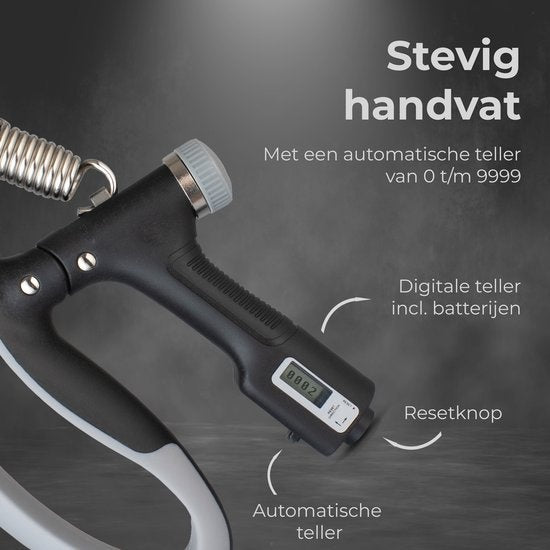 Verstelbare Handtrainer - Set van 2 - 10 tot 100 KG - Digitale Teller - Handknijper Fitness - Onderarm Grip Trainer - Zwart