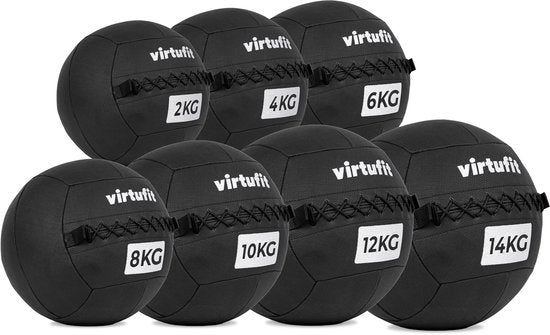 VirtuFit Wall Ball Pro - 7 kg - Fitness - Hyrox Training - Zwart - Gewichtsbal - Krachtbal - Trainingsbal - Wall Ball - Medicijn Bal