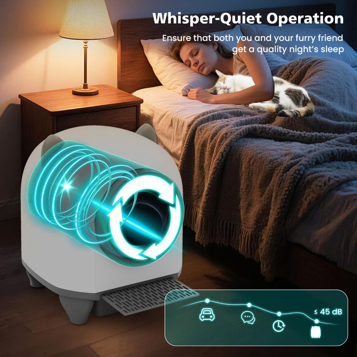 Coast Zelfreinigende Kattenbak - automatische kattenbak met app-bediening - fluisterstil - 80 liter - wit
