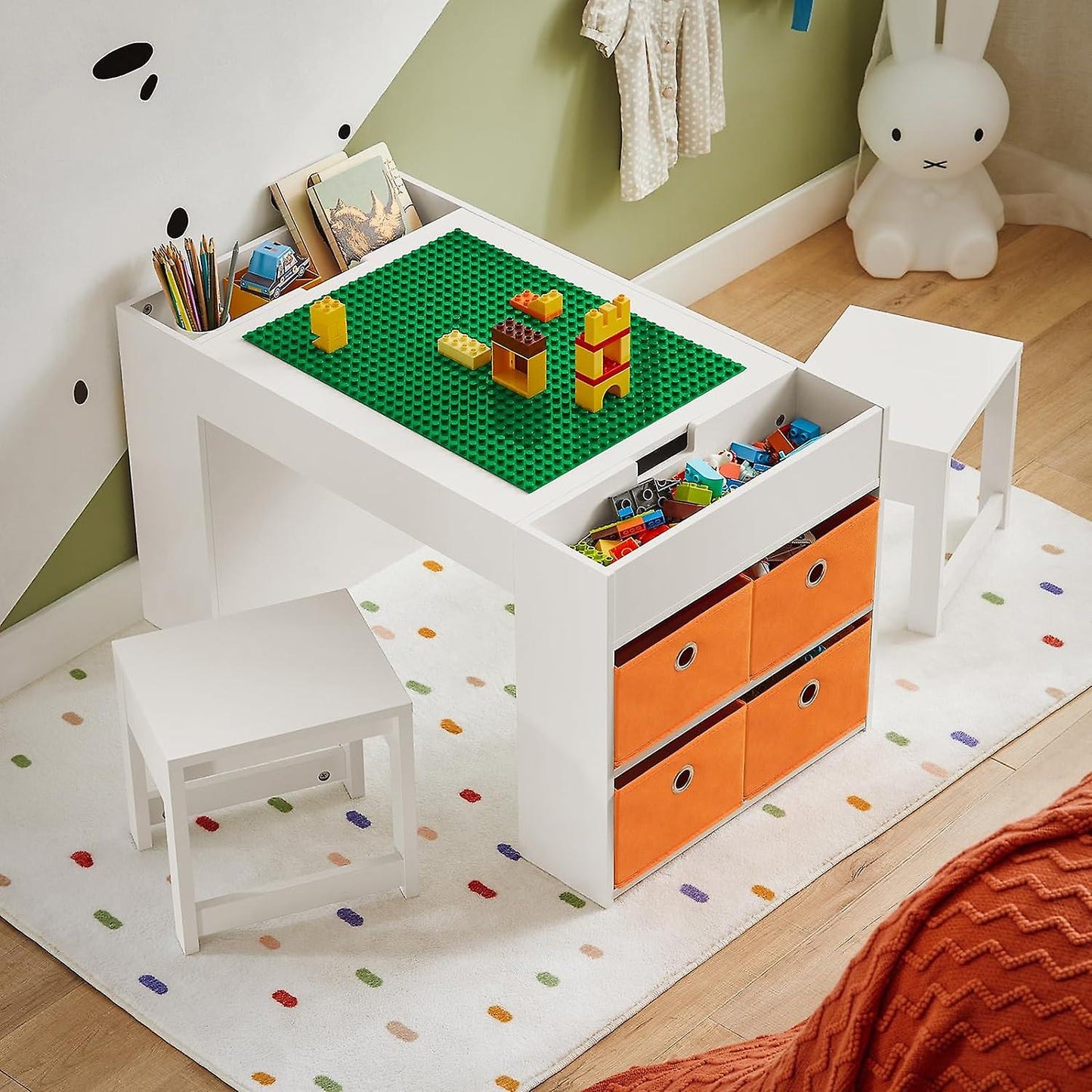 SoBuy Kindertafel - KMB75-W - MDF - Tafel & Krukje - 87x50x50cm - Wit
