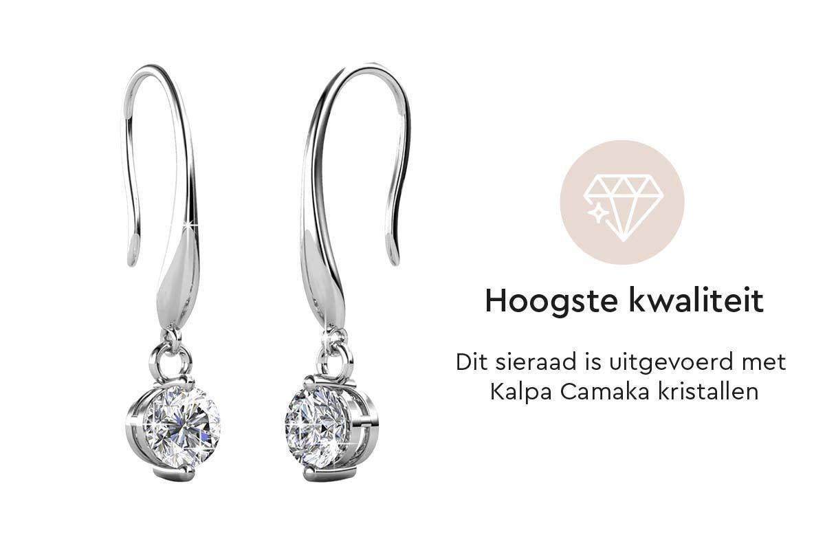 Yolora - Dames Oorbellen met Kalpa Camaka Kristallen - 18K Witgoud Verguld - Exclusieve Geschenkverpakking