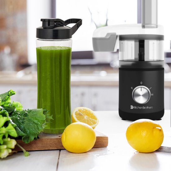 KitchenBrothers Foodprocessor - 5 in 1 Multifunctioneel Model - Hakmolen - Groentesnijder - BPA Vrij - 0,5L - Keukenmachine - Uiensnijder - Zwart