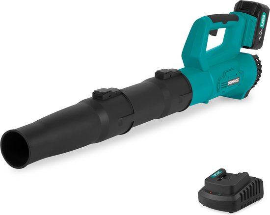 VONROC Accu Bladblazer 20V - Axiaal model - Luchtsnelheid 129 km/u – Luchtvolume 7m3/min - Incl. 4.0Ah Accu en snellader