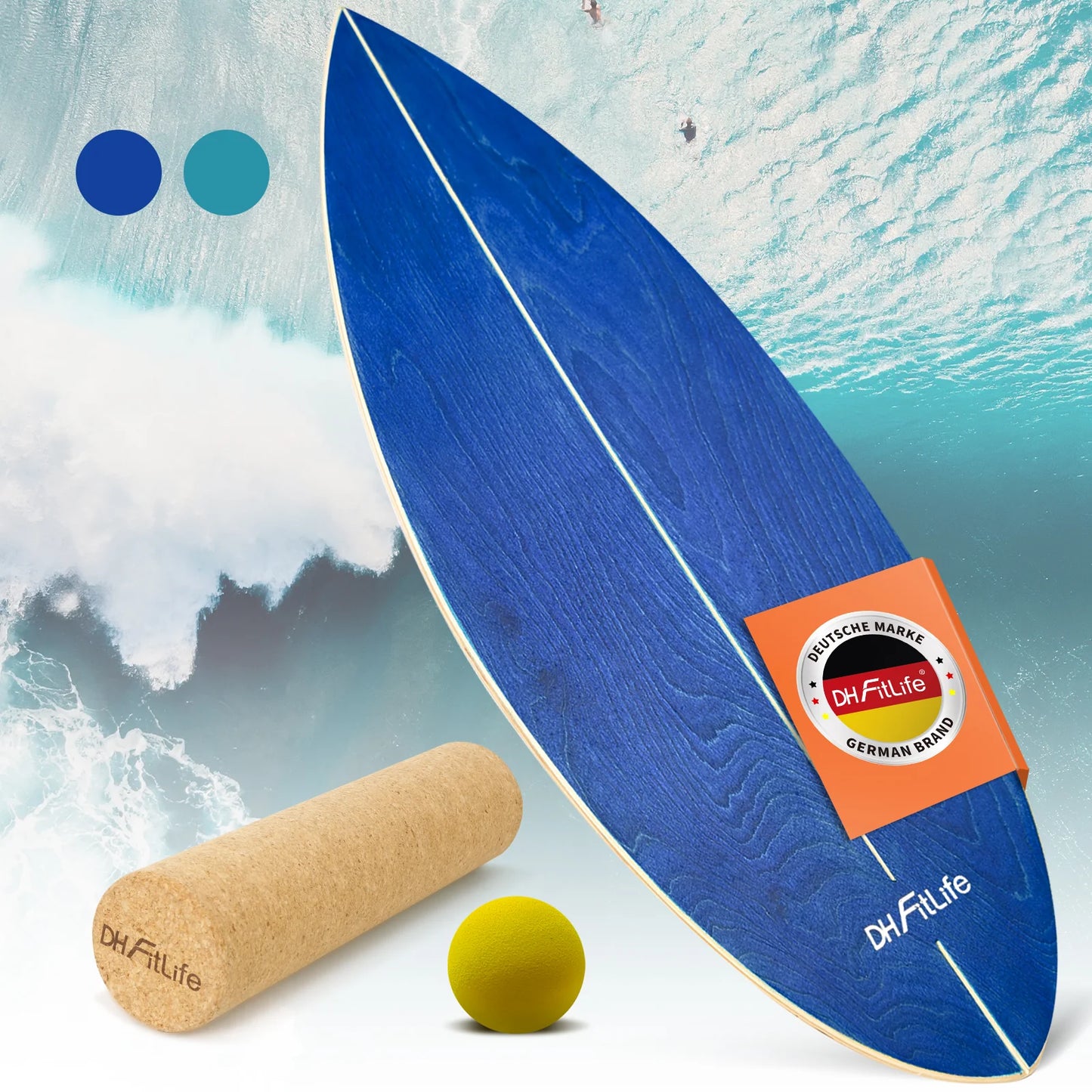 DH FitLife Surfin Balance Board uit Echt Hout – Indoor Surfboard met Rocker Shape voor Balans en Coördinatie