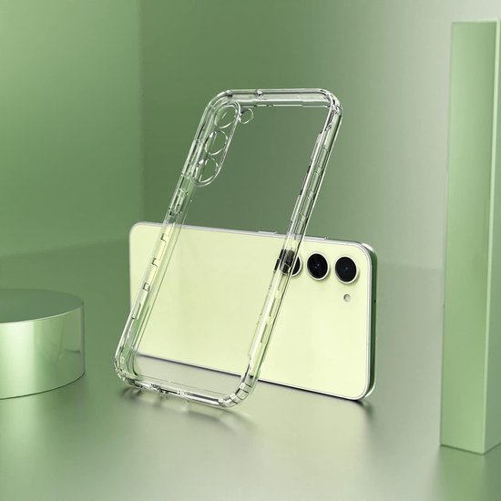 Podec 2-in-1 Hoesje met Screenprotector Geschikt voor Samsung Galaxy S23 Doorzichtig Telefoonhoesje - Anti-Shock Case Cover