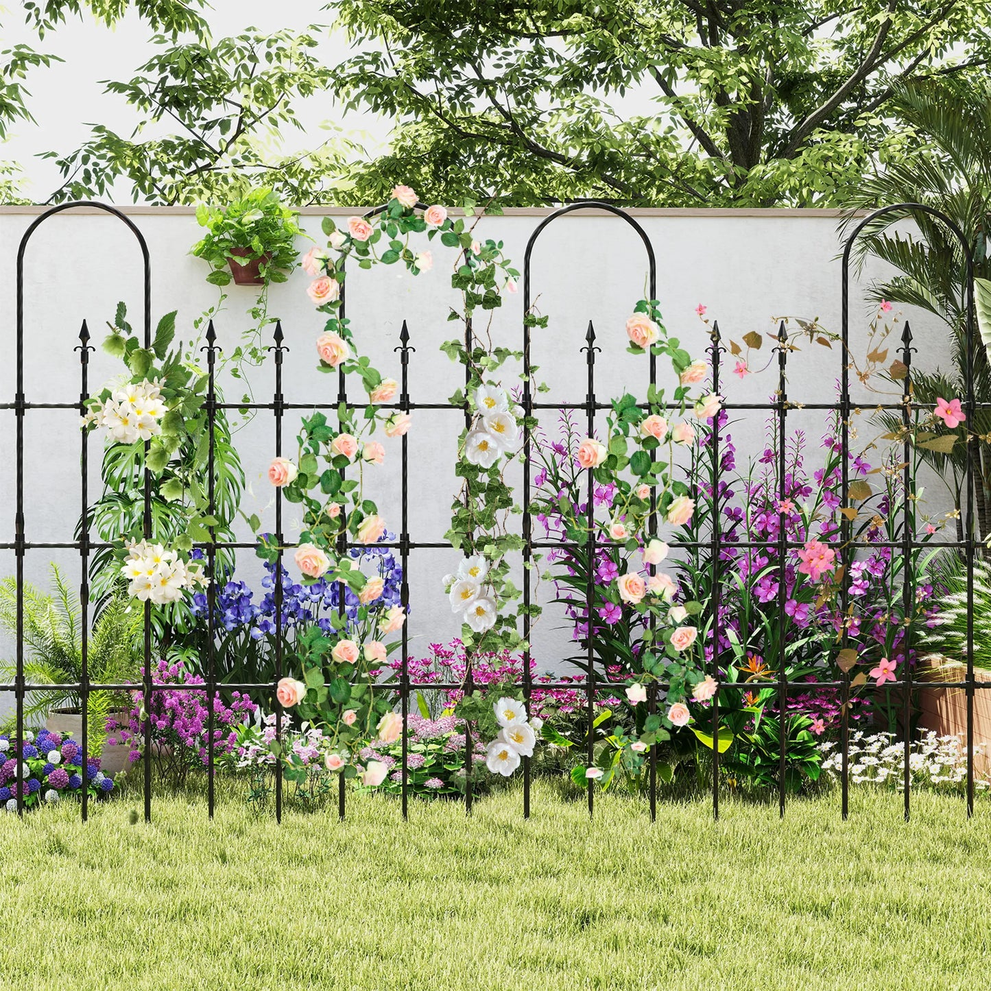 Coast Plantenrek voor Klimplanten en Rozen - 146 x 186 cm - Zwart Metalen Tuinrek voor Bloemen, Groenten en Klimplanten