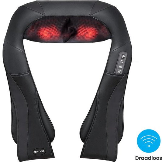 Auronic Shiatsu Massagekussen - Elektrisch - Draadloos - Massage Apparaten - Nek en Schouder Massage apparaat- Infrarood - Zwart