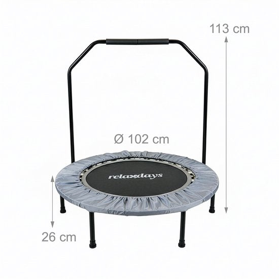 Fitness trampoline - Ø102 cm - opvouwbaar - grijs