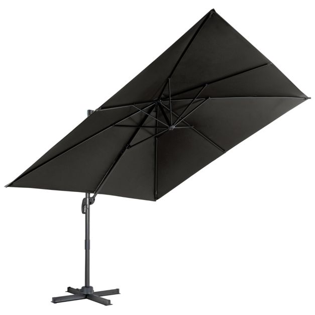Coast Zweefparasol Zwart – 300 x 300 cm – 360° Draaibaar en Kantelbaar