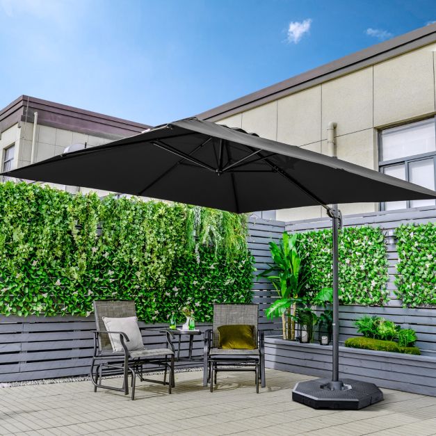Coast Zweefparasol Zwart – 300 x 300 cm – 360° Draaibaar en Kantelbaar