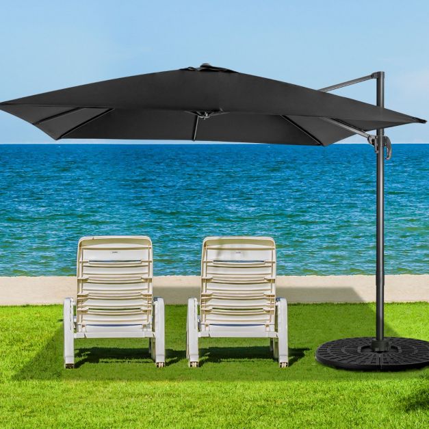 Coast Zweefparasol Zwart – 300 x 300 cm – 360° Draaibaar en Kantelbaar