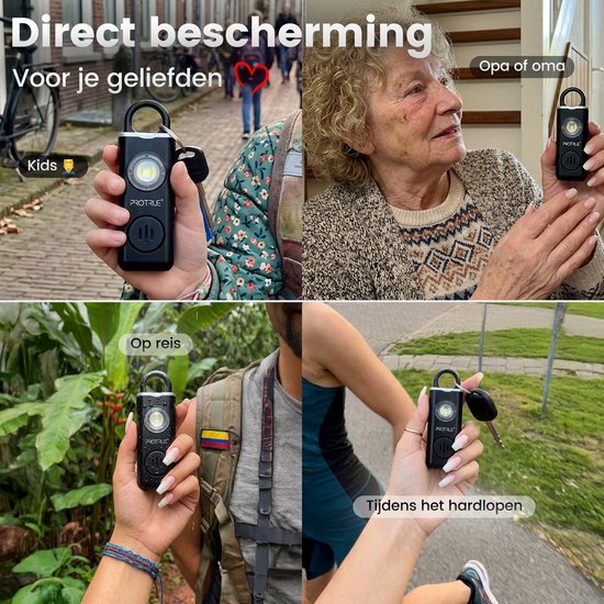 Persoonlijk Alarm - Zelfverdediging Sleutelhanger - 130dB Zakalarm met Zaklamp - Pepperspray - Oplaadbaar
