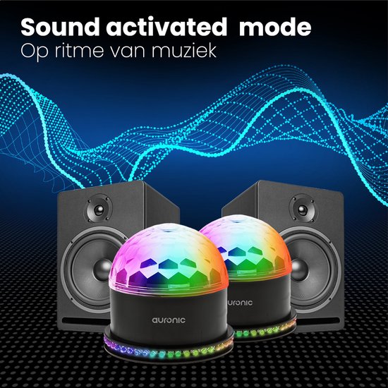 Auronic Roterende Discolamp - Duo Pack - Discobal - LED - Disco licht - Afstandsbediening en Muziekgestuurd - Kinderen/Volwassenen