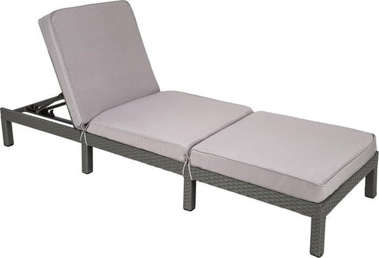 TecTake Wicker ligstoel grijs - Wicker- ligbed voor tuin - 402308