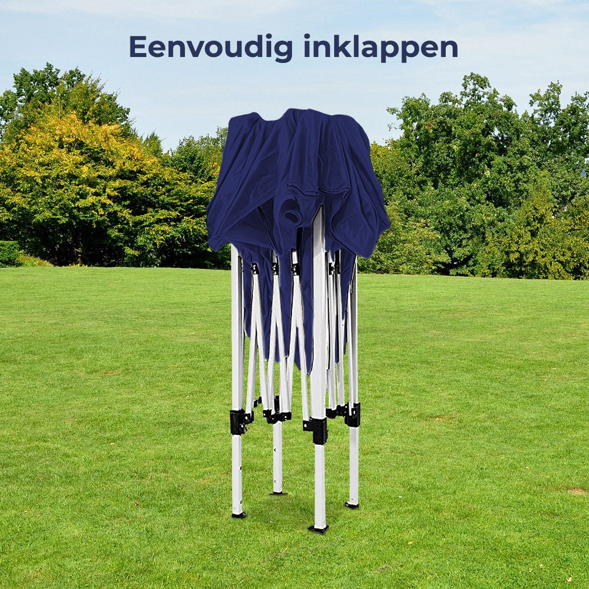 LifeGoods Partytent - Paviljoen - EasyUp - Opvouwbaar - Waterdicht - Met Draagtas - 300 x 300 cm - Blauw