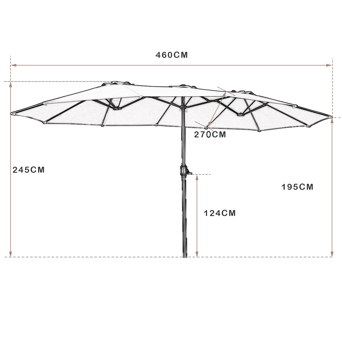 Coast Dubbele Parasol - Ø480 cm - Beige