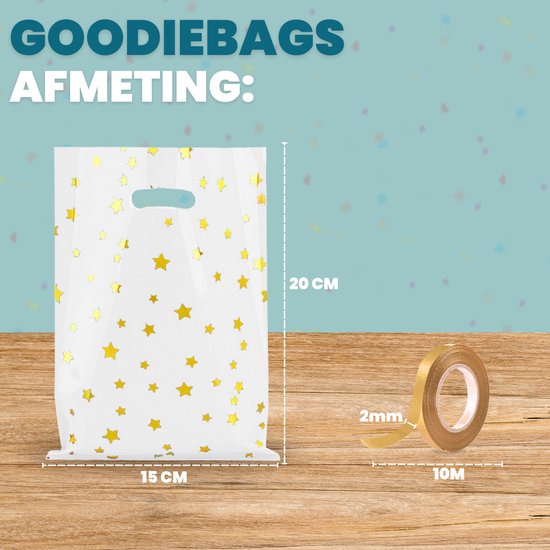 Feestio Uitdeelzakjes 100 Stuks - Snoepzakjes - Traktatie Zakjes Kinderfeestje - Cadeauzakjes Cadeautasjes