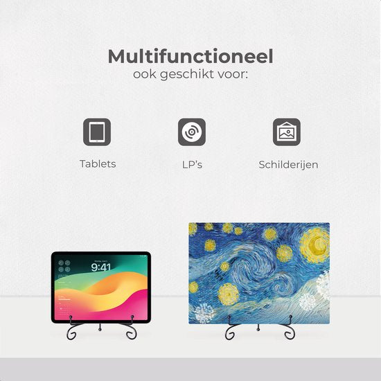 Lucht Bordenstandaard - Groot - Borden en Boeken - Display - Standaard - Houder - Steun - Rek - Hanger - Sierborden - Kookboek - Zwart - Metaal