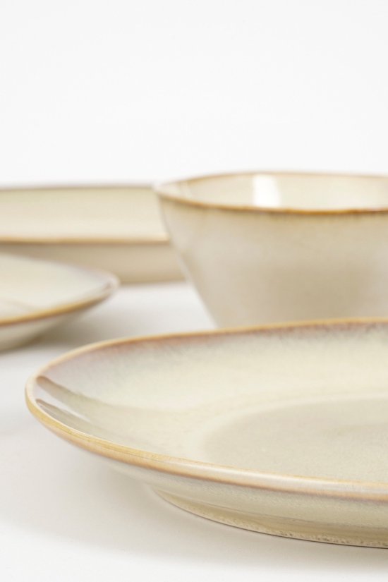 Mica Decorations Racco Serviesset 16-Delig - 4 Persoons - Steengoed - Beige