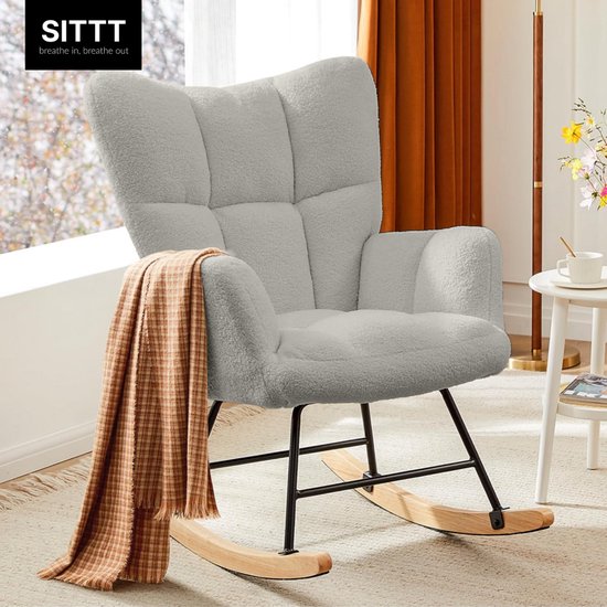 SITTT Schommelstoel - Relaxstoel babykamer - Fauteuil - Voedingsstoel - Licht Grijs