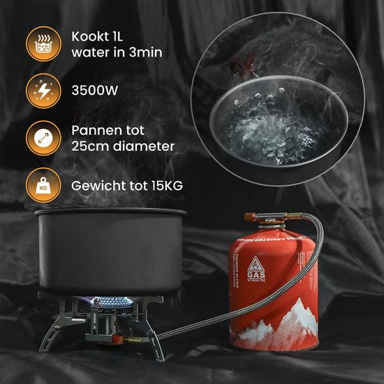 Ever Trex Gasbrander - Camping kooktoestel - Propaan - Butaan - 3500W - Op Gas - 1 Pits - Nood - Noodpakket - Campinggas - Gasvuur