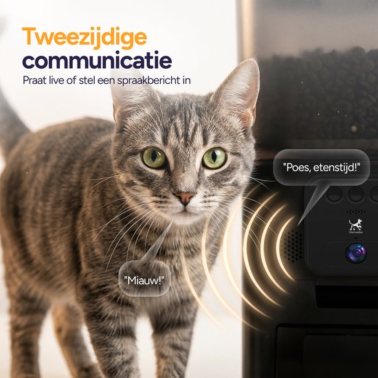 Viervoeter Feed Pro - Automatische Voerbak 6L - HD camera & Audio - Kat en Hond - Voerautomaat met App - Zwart