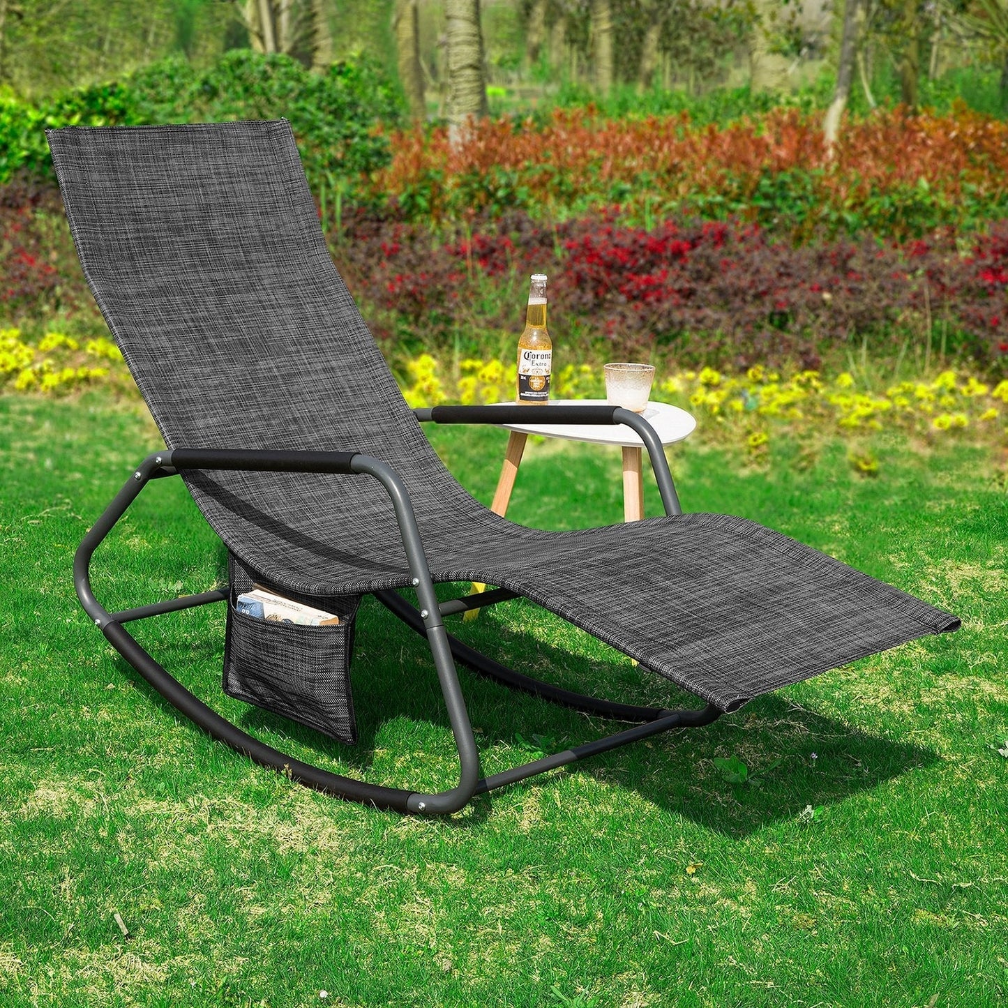 SoBuy Schommelstoel - Buiten - Max. 150 kg - 143 x 57 x 85 cm - Zwart