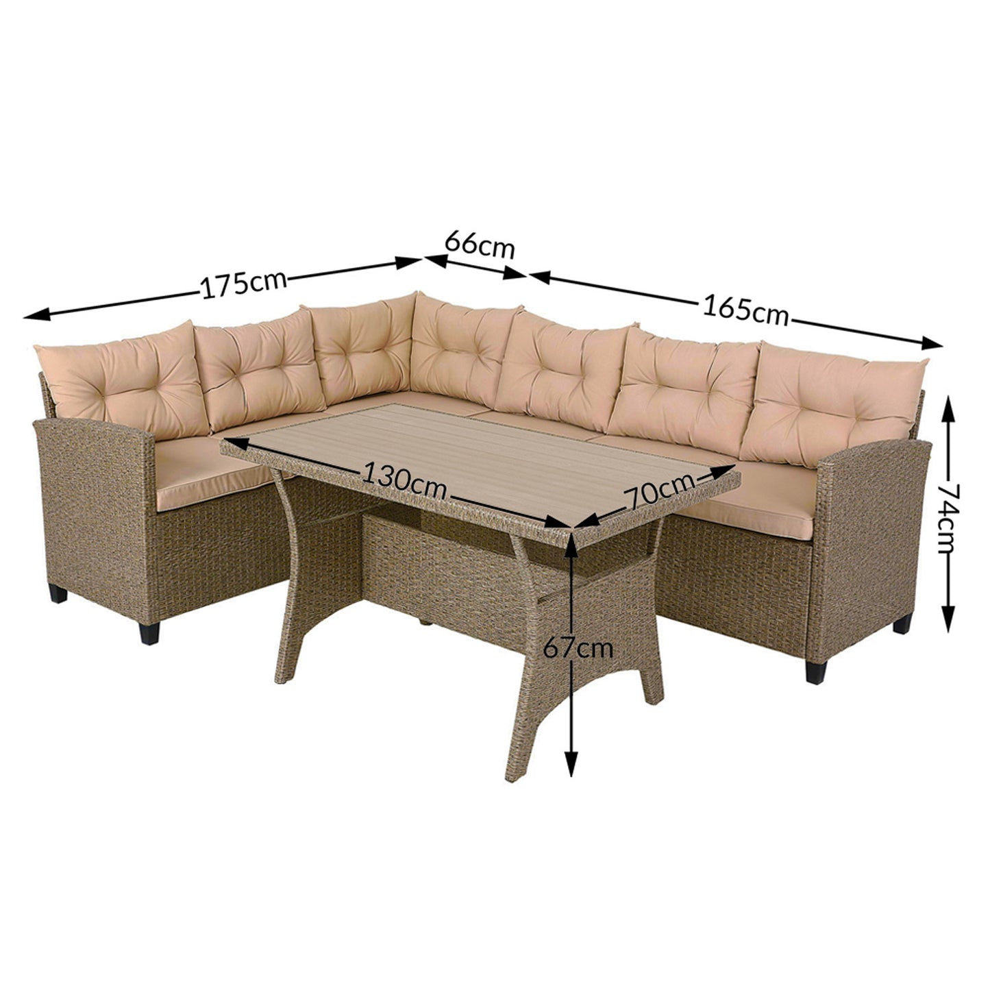Casaria Loungeset 16-delig Grijs/Beige Kunststof