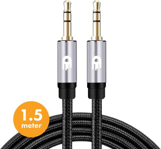 Drivv. AUX Kabel 3.5 mm - Audio Kabel - Goud Vergulde - Male naar Male - Zilver - 1.5 meter