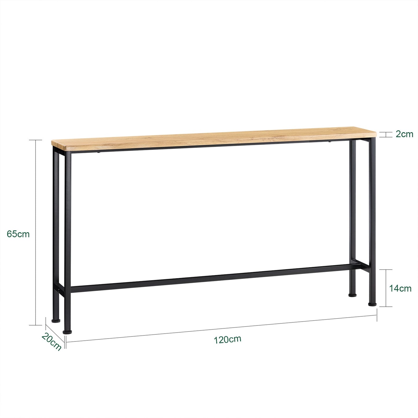 SoBuy FSB19-E Consoletafel / Bijzettafel / Haltafel – 120 x 20 x 65 cm, MDF hout met grijs metalen frame en poten