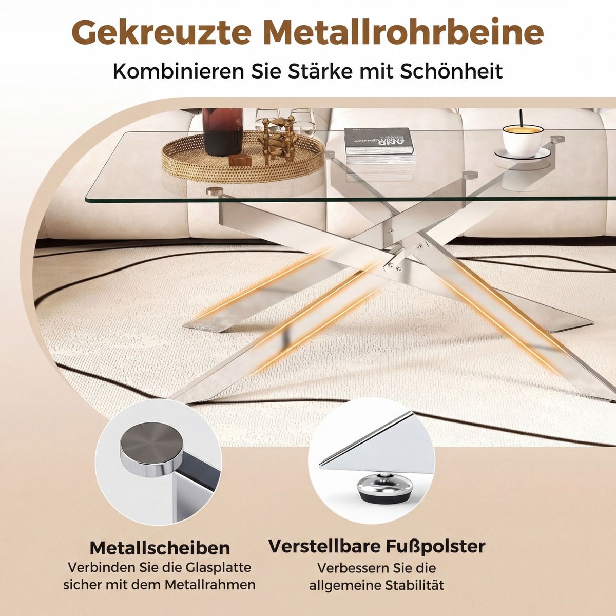 Coast Salontafel - gehard glas - modern design - silver 120 x 60 x 45,5 cm