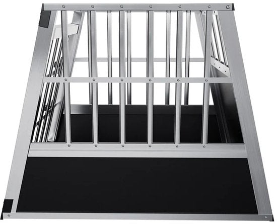 Juskys Aluminium Hondentransportbox L – 91 x 65 x 69 cm – Veilig - Comfortabel - Middelgrote Honden - Zwart