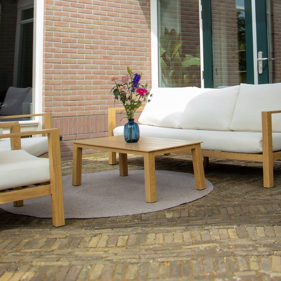 AXI Corfu Buitenkleed – Rond – Ø 180 cm – Beige / Rosé – Buitenkleed – Buitentapijt – Weer- en UV-bestendig – Plat geweven – Tuintapijt – Voor binnen en buiten - Handgeweven