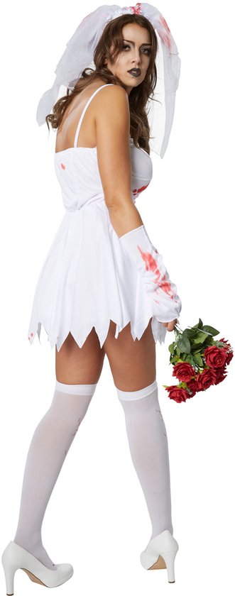 Dressforfun Sexy griezelbruid XL - verkleedkleding kostuum halloween verkleden feestkleding carnavalskleding carnaval feestkledij partykleding - 302248
