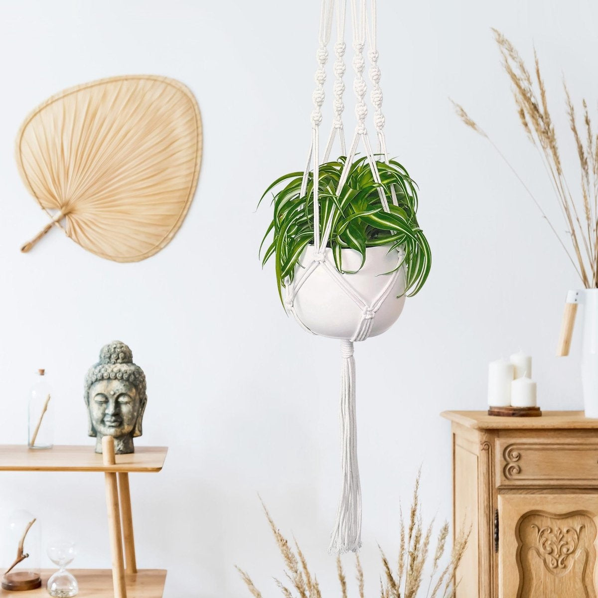 Gadgy Plantenhanger Macramé - Luxe gevlochten touw katoen - 3 stuks - plantenpot ophangen - Hangpot