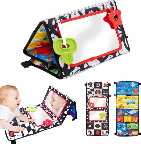 MontiPlay® Buikligtrainer Baby - Knisperboekje Baby - Baby speelgoed 6 maanden - Educatief Speelgoed - Tummy Time - Montessori - Sensorisch