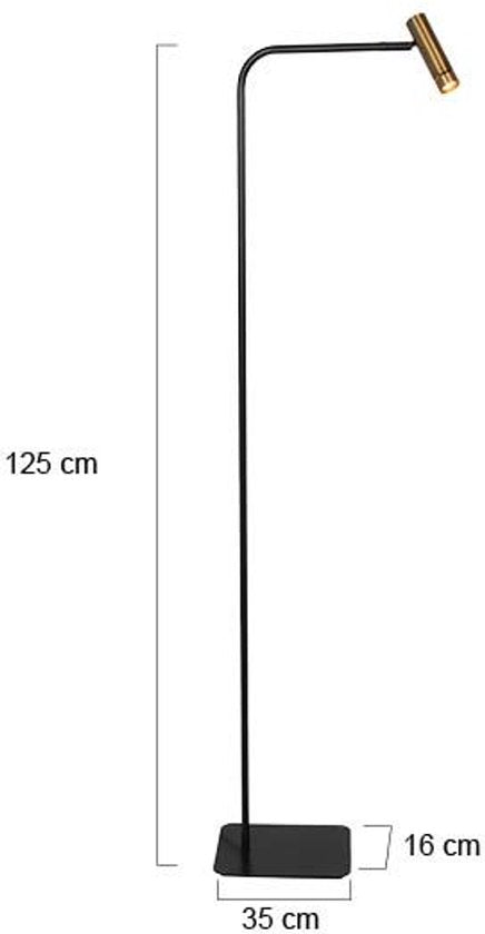 Vloerlamp Lumo 4607BR - moderne zwarte leeslamp met bronzen accent, verstelbaar en dimbaar, Mexlite