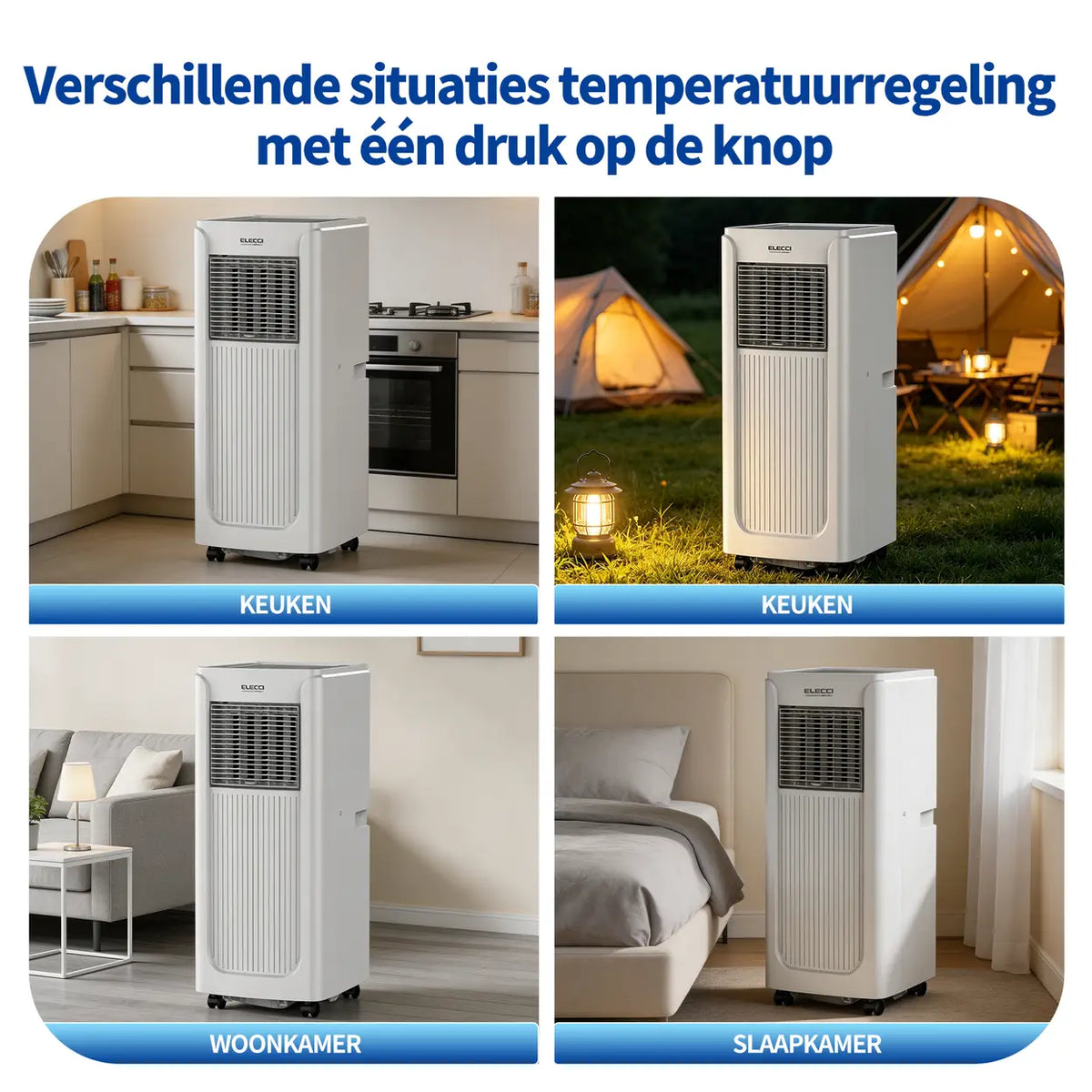 ELECCI Mobiele Airco - 6000 BTU - 4-in-1 - Energieklasse A